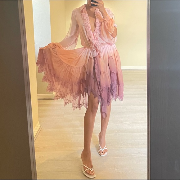 ‼️SALE‼️ Blumarine Pink Ombre Mauve Long Sleeve Fairy Dress - Picture 5 of 8